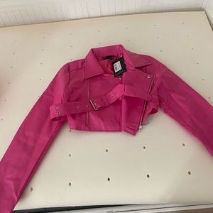 pink leather jacket